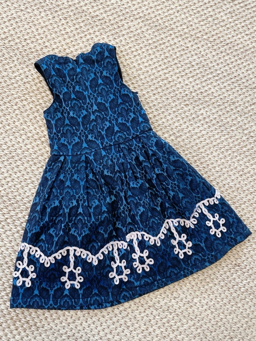 Blossom couture Girls Navy Blue Lace-Overlay Dress with White Trim 4 - Picture 7 of 7